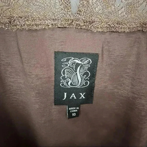 Jax Brown Metallic Crochet Lace Cap Sleeve Knee Length Dress 10 - Picture 6 of 6